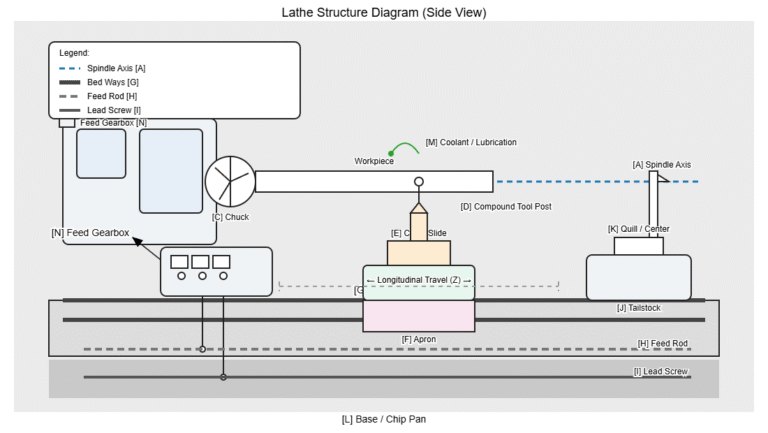 Detailed Composition of a Conventional Lathe